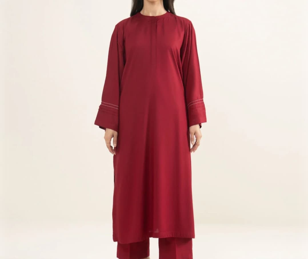 embroided long shirt in red color for summer 1pc shirt and 2pc full dress for girls women ladies bet for summer