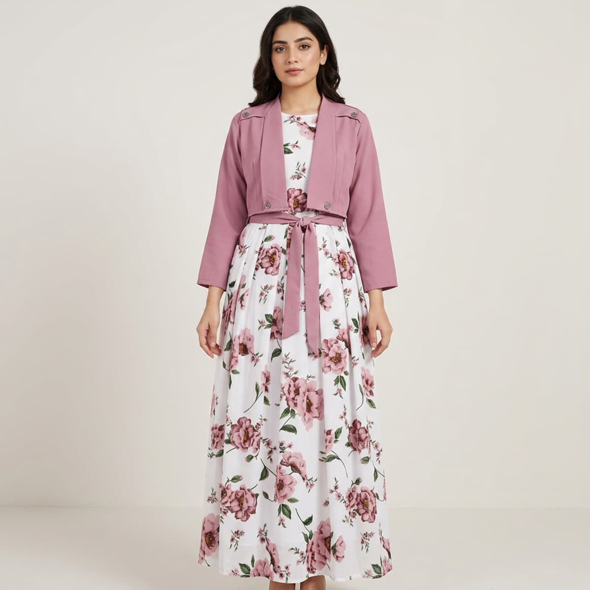 Dealistan Eid Collection Digital Printed Maxi Dress With Coat For Girls & Women | Designer 2Pc Maxi Coat Set | Latest Trendy Eid Party Wear | Beautiful Multicolour | Premium Quality | All Sizes Available | New Arrival Pakistan