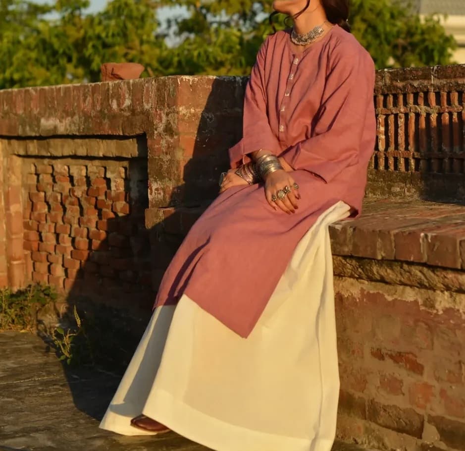 pink long shirt with plazoo flared and stylish ijar style