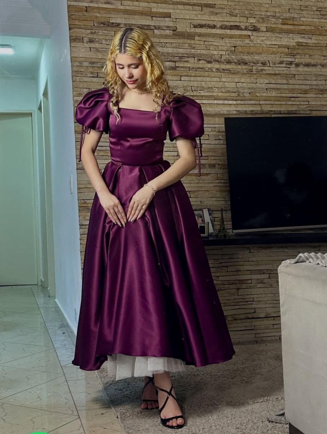 Eid Arrival's Silk Korean Style Puffi Sleeves Frock Cancan Attached 1 Piece Dress For Women's Fashion Party Wear Casual Wear